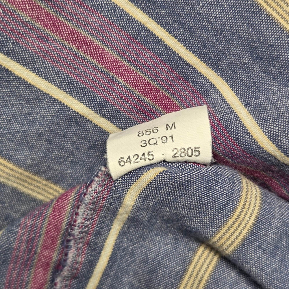Vintage 1991 Dockers Shirt Mens L Striped Long Sleeve 90s Cotton Preppy Grandpa - Picture 11 of 14